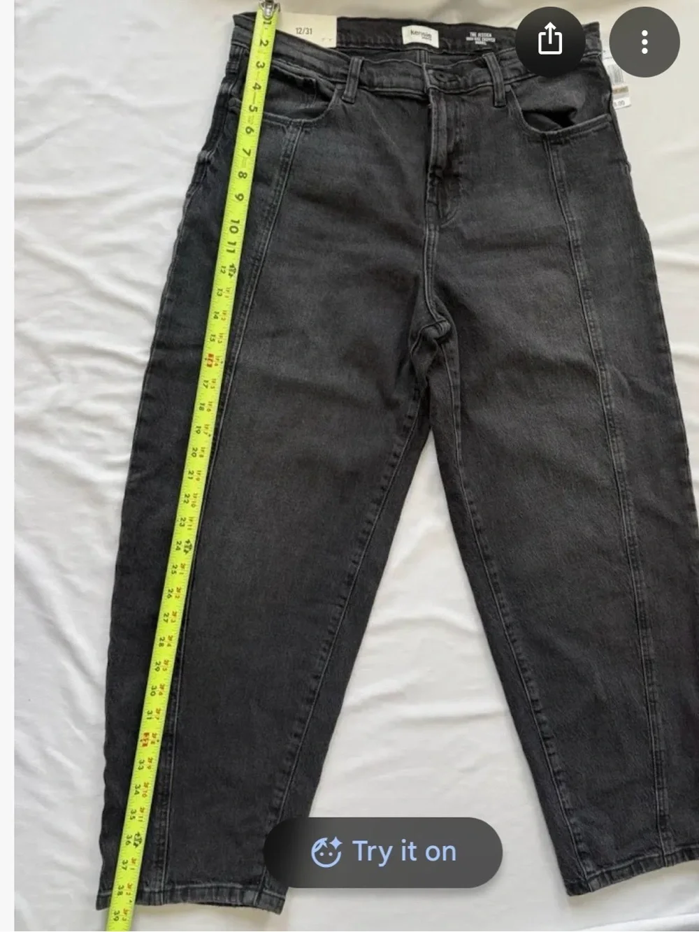 Kensie Charcoal High-Rise Wife Barrel Jeans, Cropped - Picture 2 of 7
